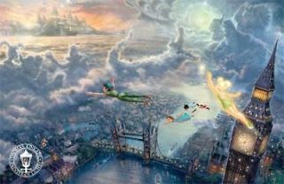Thomas Kinkade Tinker Bell and Peter Pan Fly to Neverland SN Canvas 