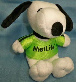 Metlife Snoopy Plush Lime Green Jersey #06 Tush Tags 5 Tall Sitting 