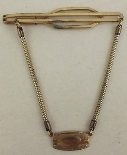 vintage hayward men tie clip clasp bar gold tone chain