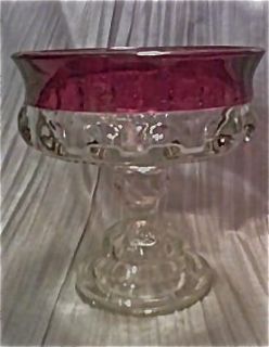 tiffin elegant glass king s crown ruby banded open compte