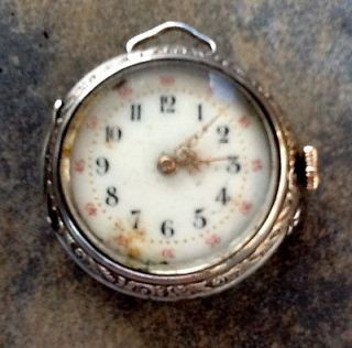 Antique Remontoir French Necklace Cylinder Watch .800 Silver   Repair