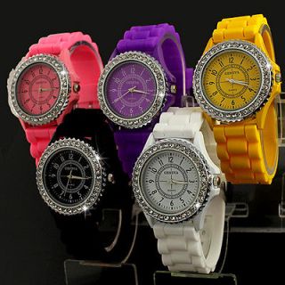 5pcs Nice Lovely Gel Silicone Crystal Men Lady Jelly Watch Gifts LC17