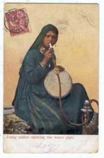 egypt woman smoking water pipe french po 1906 t0 france