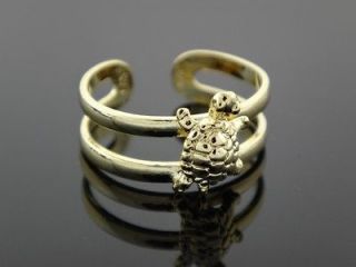 18k gold over sterling silver turtle double band toe ring