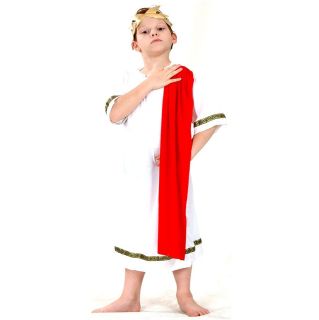   RED ROMAN EMPEROR CAESAR GREEK TOGA FANCY DRESS COSTUME OUTFIT SHAWL