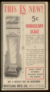 1953 Watling weight & horoscope coin op scale photo scarce trade print 