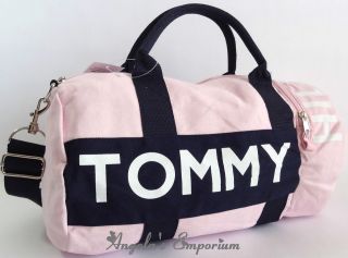 TOMMY HILFIGER Classic Logo Mini Duffle Gym Overnight Bag Pink