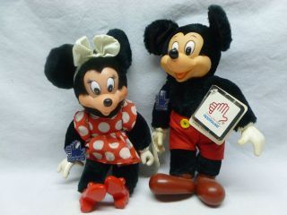 Vtg Retro Toy Applause Disney Mickey Minnie Mouse Rubber Face Dolls 