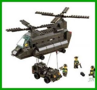   Plane & Truck with Minifig Military Building Block Brick 370pc MA