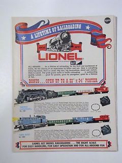 1970 LIONEL CONSUMER TRAIN CATALOG   OLD STOCK   OPENS TO A 22 X 24 