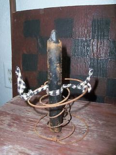 VINTAGE WIRE BED COIL MAKE DUE CANDLE HOLDER/ WITH GRUNGY CANDLE