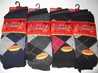 Mens Thermal Cotton Rich Argyle Golf Socks 3 Pairs UK 6 11 EUR 39 45 