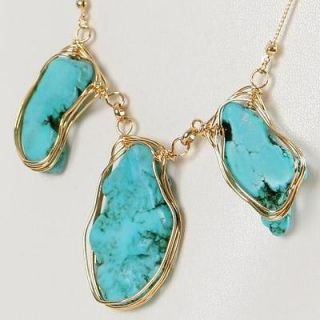 New Fashion Lady Jewelry Turquoise 12K Gold GP Antique Vintage Style 