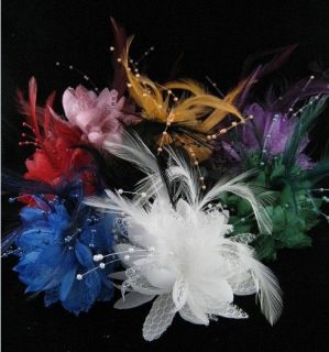 flower feather bead corsage hair clips fascinator 8 clr location 