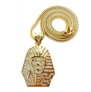 NEW ICED OUT TYGAS PHARAOH PENDANT &4mm/36 FRANCO CHAIN HIP HOP 