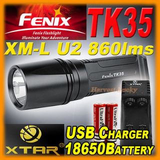 Fenix TK35 Cree U2 LED Flashlight + 18650 battery + XTAR WP2II USB 