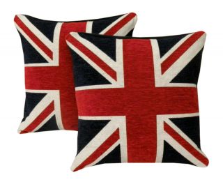 UNION JACK Chenille Cushion Covers or Filled Cushions British Flag 