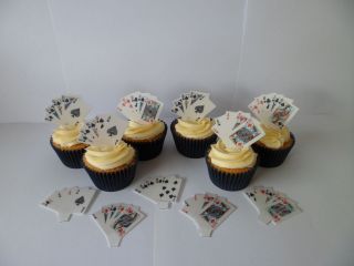 NEW* 12 Poker Hands Playing Cards *FAB* Edible Wafer Standing Cupcake 