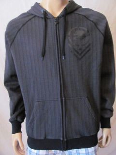   MULISHA Mens Grey Stripe Zip Front Revolver Hoodie Sweatshirt $86