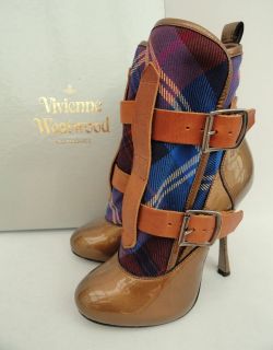 BN Vivienne Westwood Tartan & Leather Ankle Boots Shoes UK5 38 