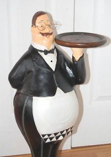 WAITER With TRAY 28 Tall ITALIAN BISTRO BUTLER Fat Statue NEW Wine 