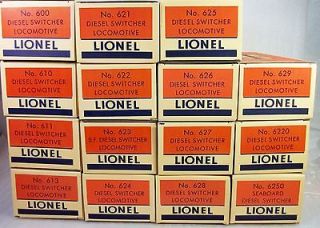 LIONEL POSTWAR 600 SERIES DIESEL SWITCHER REPRODUCTION BOXES WITH 