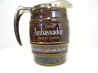 Vintage Collectible Ambassador Deluxe Scotch Ceramic Bar Pitcher