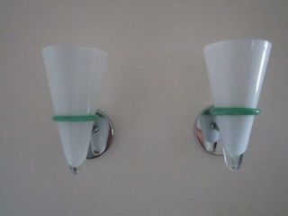   danish modern sconces white glass and green chrome wall lamps A