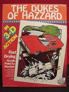 Dukes of Hazzard 1982 Vintage 3D Action Sealed Paint By Numbers Mint 