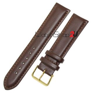   Matt Leather Watch Band Wristwatch Strap Gold Buckle Brown 18 20 22 mm
