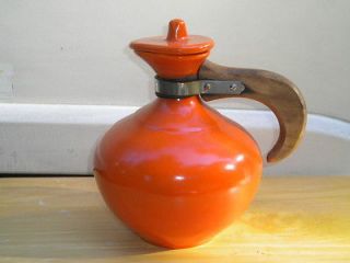   Metlox Pottery Carafe Decanter Jug Orange w Orig LID Bauer California