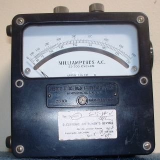 WESTON ELECTRIC MODEL 433 AC MILLIAMPERES METER DUAL SCALE 25 500 