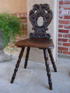   VICTORIAN English Oak Carved Side Desk Hall CHAIR SPINNING Wheel