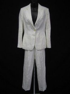 NWT GIORGIO ARMANI Classico White Linen One Button Blazer Pants Suit 