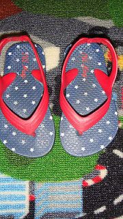   navy flip flops 4th of july blue with white stars and red strap size 6