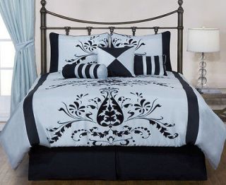 11pc king nobility aqua blue and black bed in a