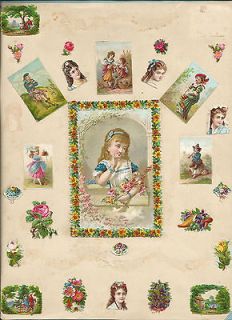   VICTORIAN SCRAP+VTC Litho embossed FLOWERS Bouquets GIRLS Fairy Tale