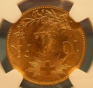 switzerland 1922b gold 10 francs ngc ms 66 time left