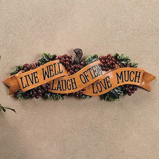 GRAPES Live Love Laugh WALL Sign Plaque DECOR Hanging Kitchen 16 Long