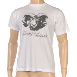 SH 156 HERITAGE RESEARCH White Academy Derby Ram Cotton T Shirt SZ L 