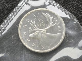 1965 Canada Twenty Five Cents Elizabeth II Silver Proof Like Coin 