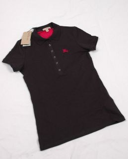 NWT Women Burberry Brit Embroidered Logo Polo Shirt Size SMALL NAVY