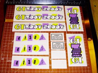 1987 GT BMX Zoot Scoot, scooter restoration decal set on clear PURPLE 