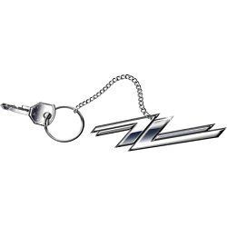 ZZ Top Twin Zees Silver Chrome Metal Keyring Key Chain 100% Official 