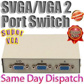 Port VGA SVGA LCD Monitor Printer Display Splitter Switch 2 to 1 