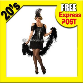 New ! 20s Sexy Black Flapper Dress Fancy Ladies Halloween Costume M 