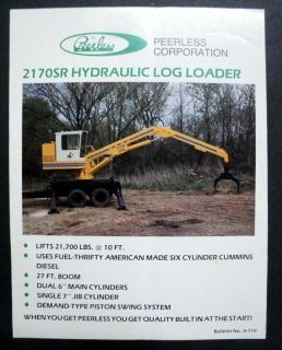Peerless c 1975 1980 2170SR Hydraulic Log Loader Construction Brochure