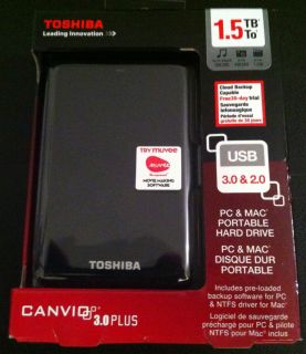 Toshiba Canvio 1.5 TB, External 5400 RPM (HDTC615XK3B1) Hard Drive HDD 