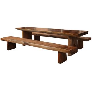   Outdoor or Indoor Teak Table Set w Two Benches 10ft Long
