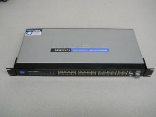 Cisco Linksys SRW224G4 24 Port 10/100 + 4 Gigabit Network Switch Used 
